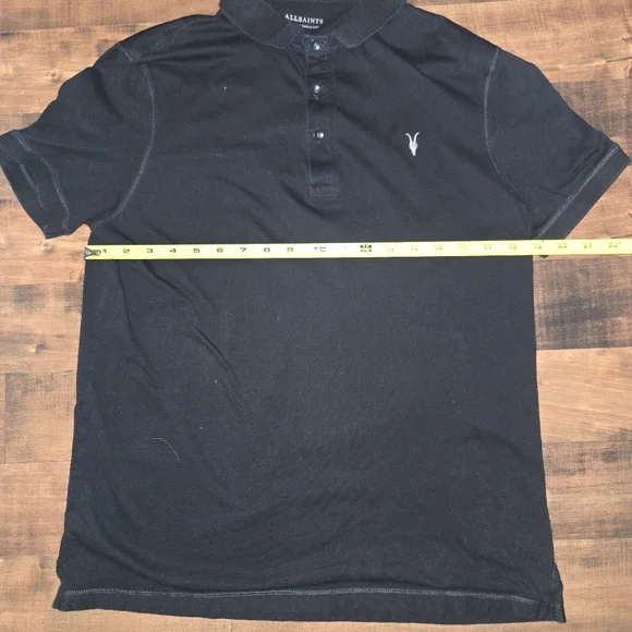 All Saints Black Short Sleeve Polo Shirt Youth Large Minimalist Quiet Luxury - Picture 4 of 9